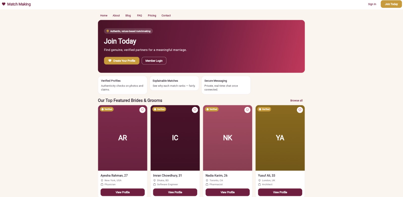 Matchmaking platform